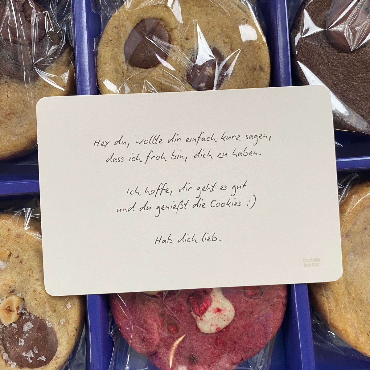 Grusskarte in Cookie Box von Deichkeks