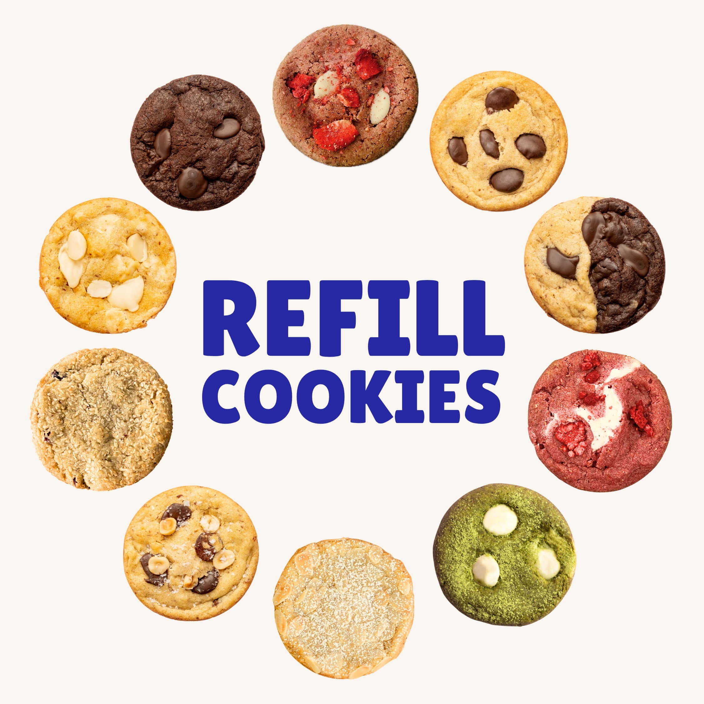 Spare mit unseren Refill Cookies - handgemachte Cookies aus Meisterbetrieb Deichkeks - per deutschlandweiter Lieferung